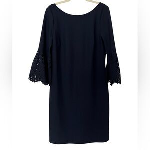 Eliza J Navy Blue Bell Sleeve Sheath Dress